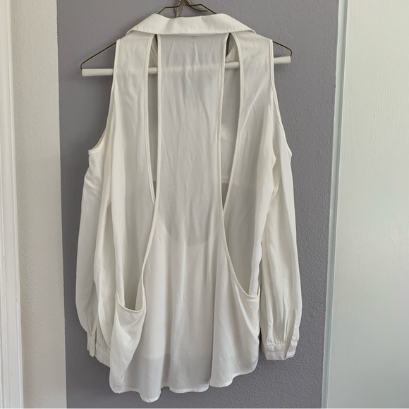 Foreign Exchange Cold Shoulder Button Front Top - Picture 9 of 9